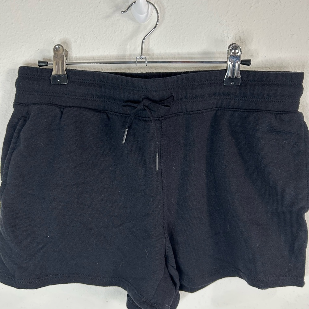 Yogalicious Womens Large Black Lounge Shorts Drawstring Pocket Athleisure Cotton
